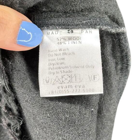 EVAM EVA Washed Black Linen Wool Straight Leg Pants Women's Size 6 Classic - Picture 8 of 11